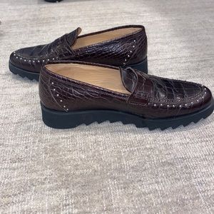 275 Central Brown croc leather penny loafers - made in Italy